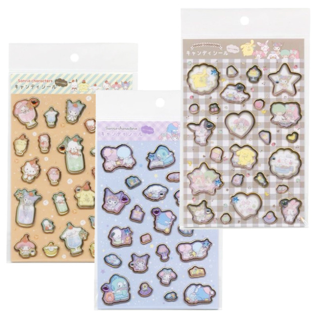 Sanrio 三麗鷗 PVC造型貼紙組 (金邊款) Kitty 酷洛米 布丁狗 大耳狗 帕恰狗