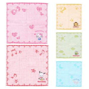 Sanrio 三麗鷗 棉質方巾 20x20cm (格紋款) Kitty 布丁狗 大耳狗 帕恰狗