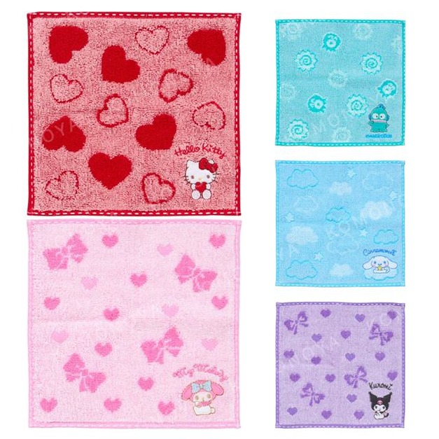 Sanrio 三麗鷗 棉質方巾 20x20cm (滿版圖案款) Kitty 美樂蒂 大耳狗 漢頓