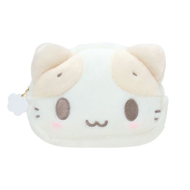 ▲新品特價 Sanrio 三麗鷗 棉花糖貓 絨毛大臉拉鍊化妝包 (軟綿綿白雲)