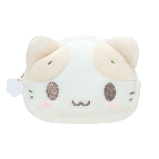 ▲新品特價 Sanrio 三麗鷗 棉花糖貓 絨毛大臉拉鍊化妝包 (軟綿綿白雲)