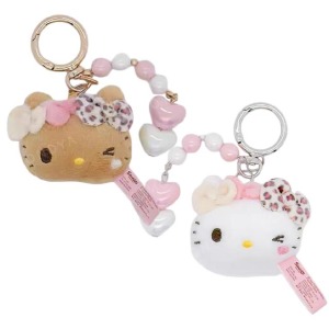 Sanrio 三麗鷗 Hello Kitty 絨毛玩偶串珠鑰匙圈 (豹紋款)