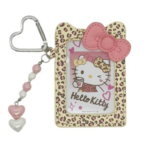 Sanrio 三麗鷗 Hello Kitty 皮質拍立得小卡收納套鑰匙圈 (豹紋款)