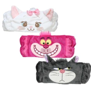 迪士尼 絨毛造型吸水髮帶 (大臉 世界貓咪日) 瑪麗貓 柴郡貓 路西法