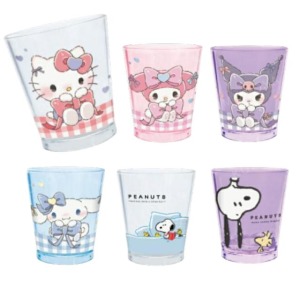 Sanrio 三麗鷗 無把壓克力水杯 (格紋緞帶款) Kitty 美樂蒂 酷洛米