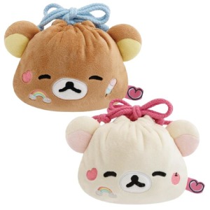 San-X 拉拉熊 絨毛造型束口袋 (大臉款) 牛奶熊