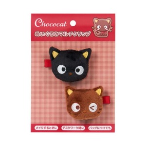Sanrio 三麗鷗 巧克貓 絨毛玩偶髮夾2入組 (大臉款)