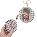 Monchhichi 夢奇奇 皮質圓形零錢包吊飾 (格紋款)_2
