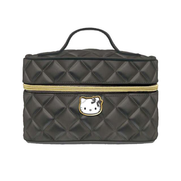 Sanrio 三麗鷗 Hello Kitty 皮質手提化妝包 (黑小臉款)