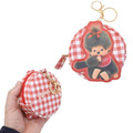 Monchhichi 夢奇奇 皮質圓形零錢包吊飾 (格紋款)_1