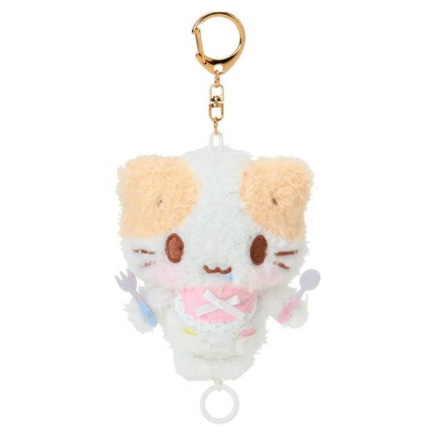Sanrio 三麗鷗 棉花糖貓 絨毛玩偶伸縮鑰匙圈 (餐具款)