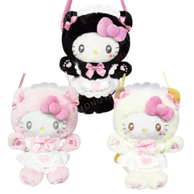 Sanrio 三麗鷗 Hello Kitty 絨毛玩偶斜背包 (貓貓女僕)