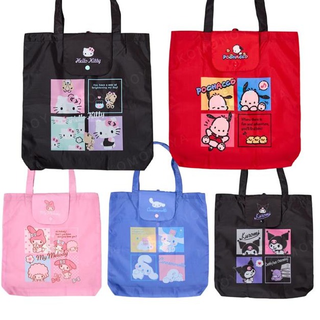 Sanrio 三麗鷗 摺疊環保購物袋 M (四格款) Kitty 布丁狗 帕恰狗 花小兔