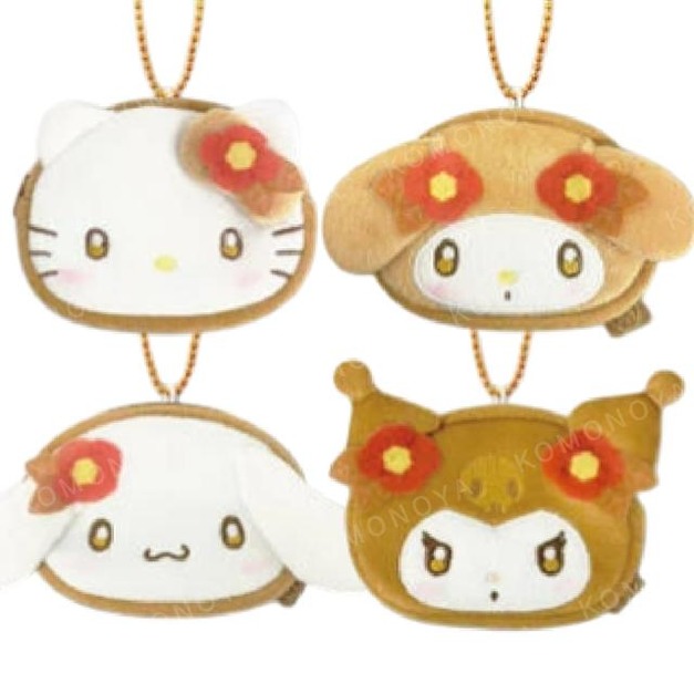 Sanrio 三麗鷗 絨毛造型收納包吊飾 (焙茶系列) Kitty 美樂蒂 大耳狗 酷洛米