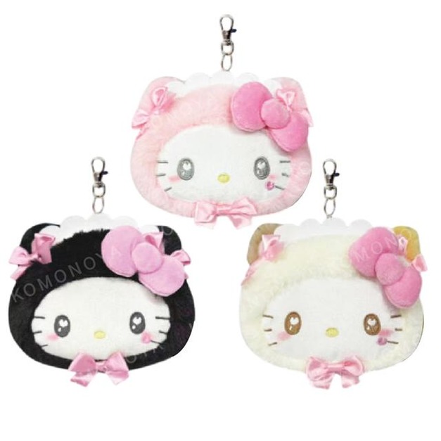Sanrio 三麗鷗 Hello Kitty 絨毛大頭伸縮票卡零錢包 (貓貓女僕)