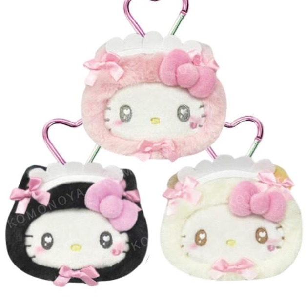 Sanrio 三麗鷗 Hello Kitty 絨毛造型化妝包附扣環 (貓貓女僕)