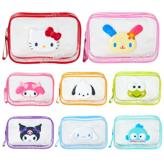 Sanrio 三麗鷗 PVC方形化妝包 (大臉款) Kitty 美樂蒂 帕恰狗 漢頓 花小兔