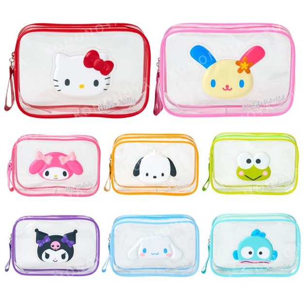 Sanrio 三麗鷗 PVC方形化妝包 (大臉款) Kitty 美樂蒂 帕恰狗 漢頓 花小兔