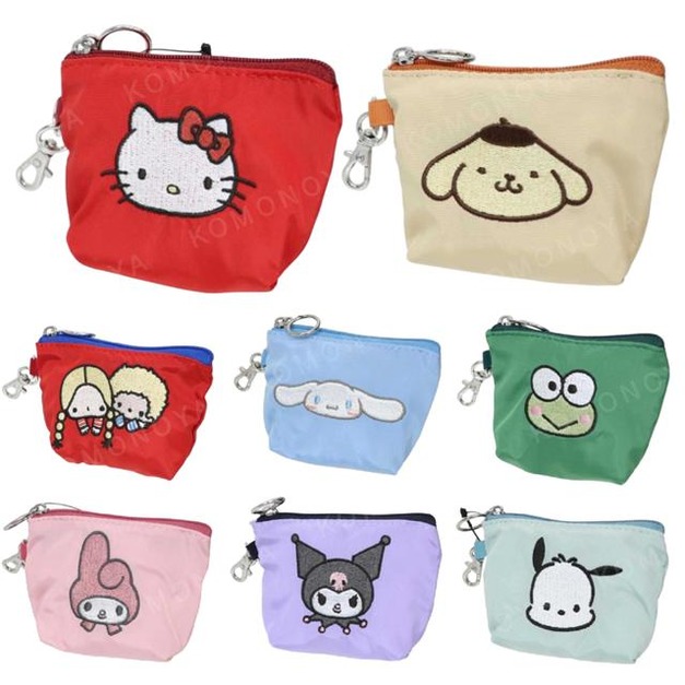 Sanrio 三麗鷗 尼龍三角零錢包吊飾 (大臉款) Kitty 大耳狗 酷洛米 布丁狗