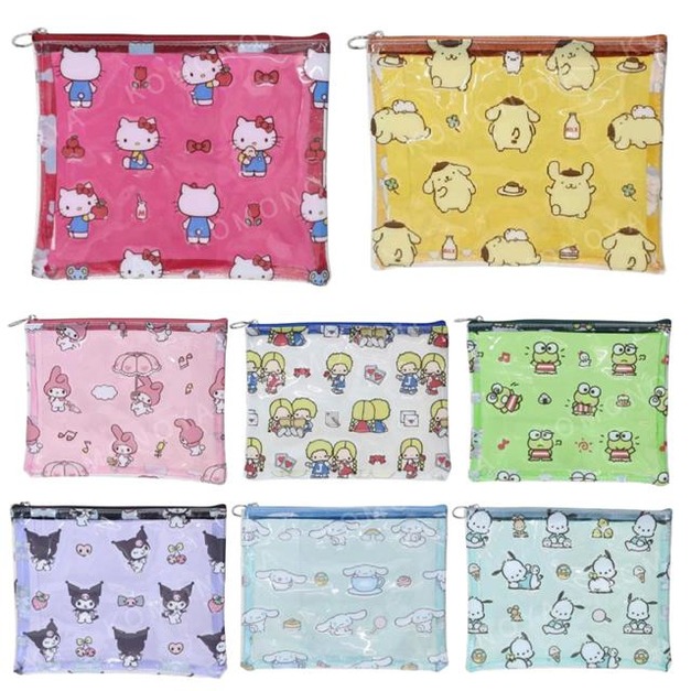 Sanrio 三麗鷗 PVC拉鍊收納袋 (滿版動作款) Kitty 大耳狗 酷洛米 布丁狗