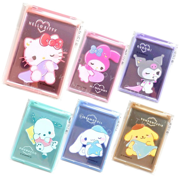 Sanrio 三麗鷗  塑膠方形隨身鏡 (睡覺款) Kitty 美樂蒂 酷洛米 布丁狗 大耳狗