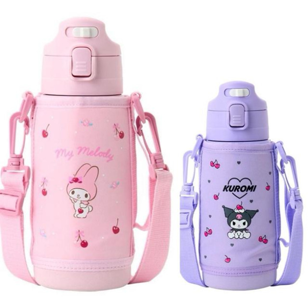 Sanrio 三麗鷗 兩用不鏽鋼水壺附斜背水壺袋 (動作款) 美樂蒂 酷洛米