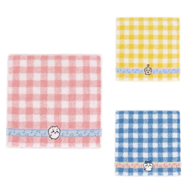 (特價)Chiikawa 吉伊卡哇 純棉小方巾 25x25cm  (格紋款) 吉伊 小八 烏薩奇