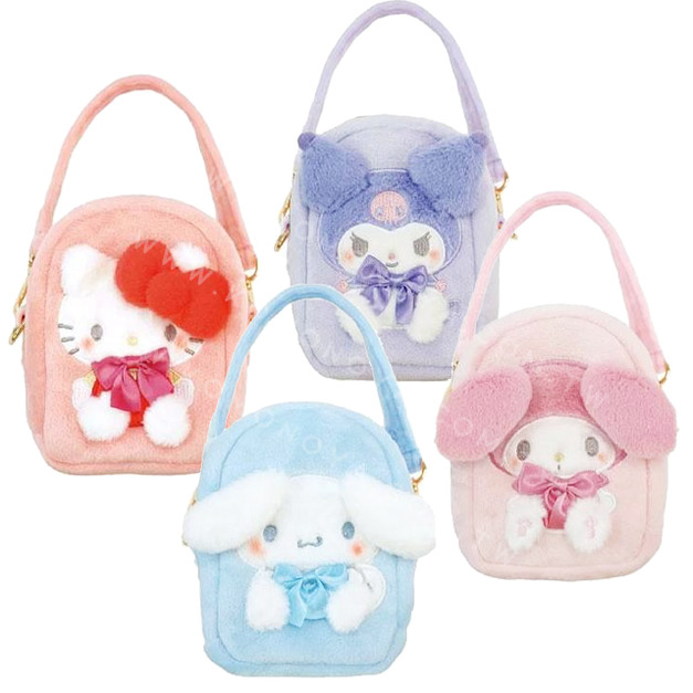 Sanrio 三麗鷗 絨毛窗口玩偶收納包 (立體耳朵款) Kitty 美樂蒂 酷洛米 大耳狗