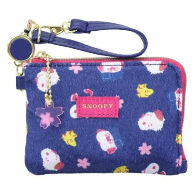 史努比 伸縮票卡零錢包 (藍滿版櫻花款)