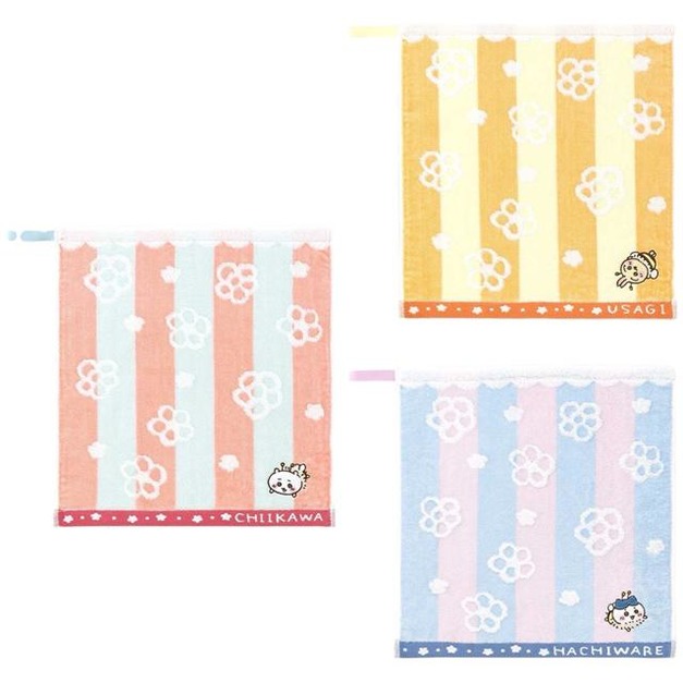 Chiikawa 吉伊卡哇 純棉方巾 34x35cm  (小花款) 吉伊 小八 烏薩奇