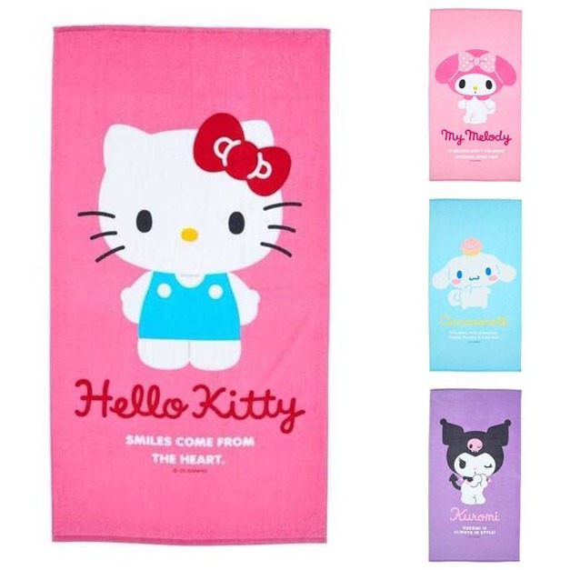 Sanrio 三麗鷗 棉質長毛巾 150x80cm (動作款) Kitty 美樂蒂 酷洛米 大耳狗