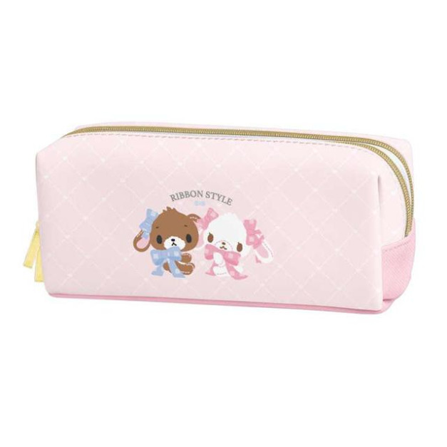 Sanrio 三麗鷗 蜜糖邦尼 皮質方形雙拉鍊筆袋 (蝴蝶結款)