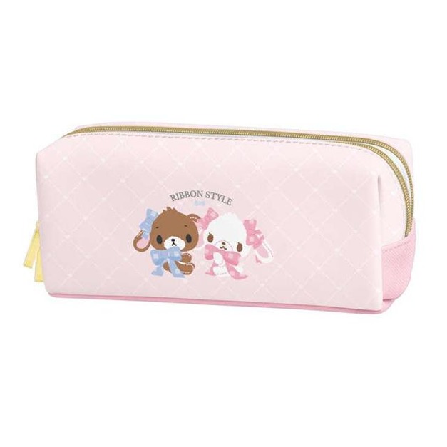 Sanrio 三麗鷗 蜜糖邦尼 皮質方形雙拉鍊筆袋 (蝴蝶結款)