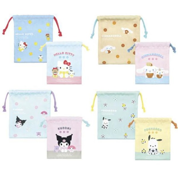 Sanrio 三麗鷗 尼龍束口袋2入組 (球類運動) Kitty 大耳狗 酷洛米 帕恰狗