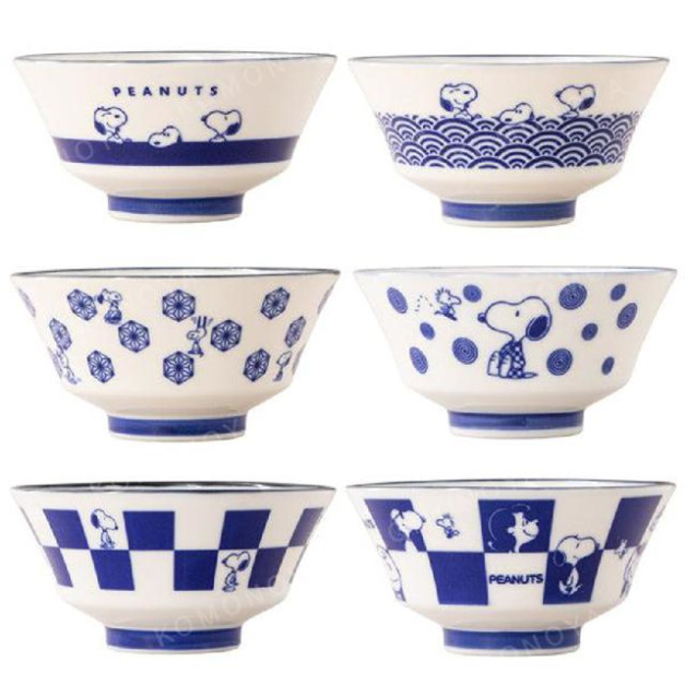 史努比 美濃燒 陶瓷碗 (藍白款)