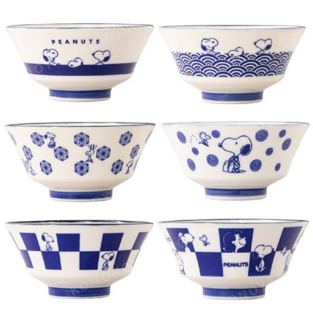 史努比 美濃燒 陶瓷碗 (藍白款)