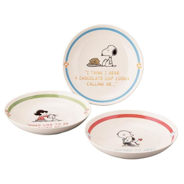 史努比 陶瓷圓盤3入組 21cm (彩色動作款)