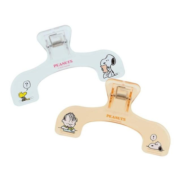 史努比 書本固定夾 (透明/橘款)