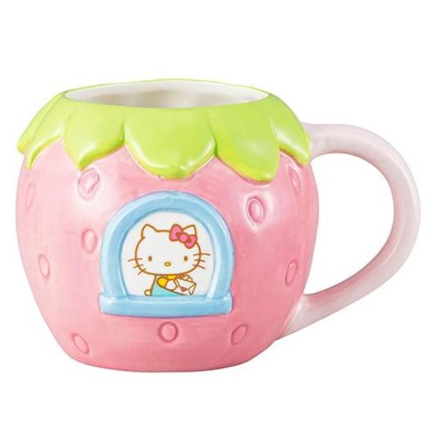 Sanrio 三麗鷗 Hello Kitty 造型陶瓷馬克杯 360ml (粉草莓款)