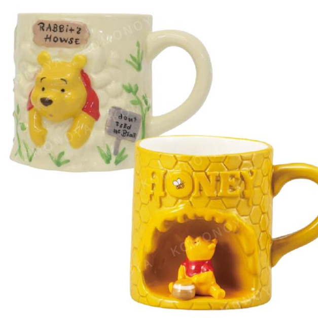迪士尼 小熊維尼 造型陶瓷馬克杯 300ml (兔子洞/蜂窩款)