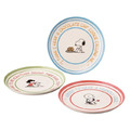 史努比 陶瓷圓盤3入組 21.5cm (彩色動作款)