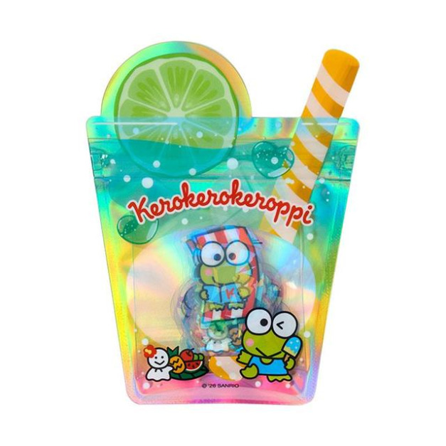 Sanrio 三麗鷗 大眼蛙 夾鏈袋造型貼紙組 30枚入 (夏日汽水)