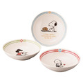 史努比 陶瓷圓盤3入組 17cm (彩色動作款)