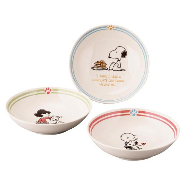 史努比 陶瓷圓盤3入組 17cm (彩色動作款)