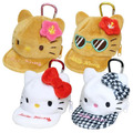 Sanrio 三麗鷗 Hello Kitty 絨毛造型零錢包附扣環 (大臉帽子款)