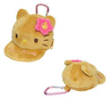 Sanrio 三麗鷗 Hello Kitty 絨毛造型零錢包附扣環 (大臉帽子款)_1