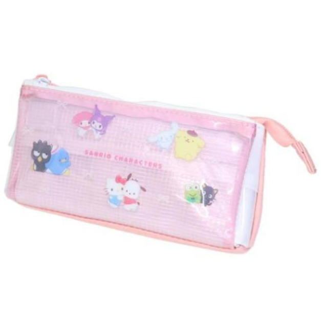 Sanrio 三麗鷗大集合 皮質三角筆袋 (粉貼貼款)