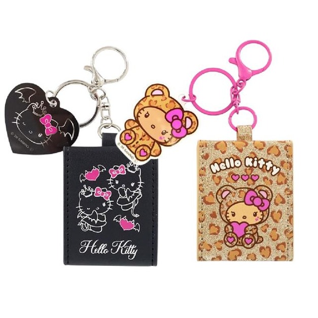Sanrio 三麗鷗 Hello Kitty 皮質方形隨身鏡吊飾 (天使惡魔/豹紋款)