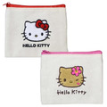 Sanrio 三麗鷗 Hello Kitty 帆布扁平零錢包 (刺繡大臉款)