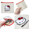 Sanrio 三麗鷗 Hello Kitty 帆布扁平零錢包 (刺繡大臉款)_1